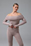Kiraze - Bardot Collar Long Sleeve T-Shirt with Finger Hole - 6