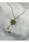 Women's Green Flower Figured Necklace |   Stainless Steel Design