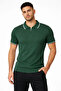 Men's Zippered Collar Corded Fabric Knitwear Short Sleeve Regular Fit T-Shirt - Green - 2