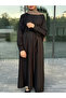 Long Rayon Tunic – Belted and Buttoned - Black
