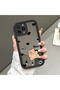iPhone 14 Pro Max Compatible Black Silicone Heart Patterned Mirror Surface Lens Protection Case