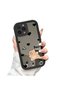 iPhone 14 Pro Max Compatible Black Silicone Heart Patterned Mirror Surface Lens Protection Case - 3