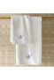 Monogrammed Letter "W" Bath Towel Silver Thread Cotton Personalised Letter - 4