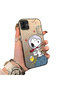 Samsung Galaxy A03 Compatible Hard Acrylic Back Silicone Edge Lens Protection Case Snoopy Pattern - 4
