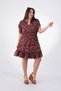 Plus Size Women's Flared Skirt Flounce Dress Pink Floral - 2