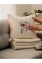 Vintage Bicycle Embroidered Duck Fabric Pink Tasseled Pillow Cover (43 X 43) 1 Piece with Filling - 4