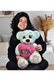 Large Plush Teddy Bear Holding a Heart with Love Written - Romantic Gift