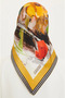Nostalji Tivil Silk Scarf Ist 8813-34 Gray Yellow Flower Pattern - 3