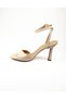 Moda Arena 1648 Cream Satin Heeled Women's Evening Dress Shoes - 3