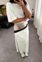 Maxi Length Elastic Waist Satin Skirt White - 3