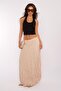 Beige Wrinkled Pattern Midi Length Women's Skirt Mg2266