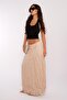 Beige Wrinkled Pattern Midi Length Women's Skirt Mg2266 - 4