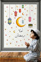 Welcome Ramadan Wall Sticker Set |   Crescent, Oil Lamp, Star Decoration |   Home and Showcase Decoration