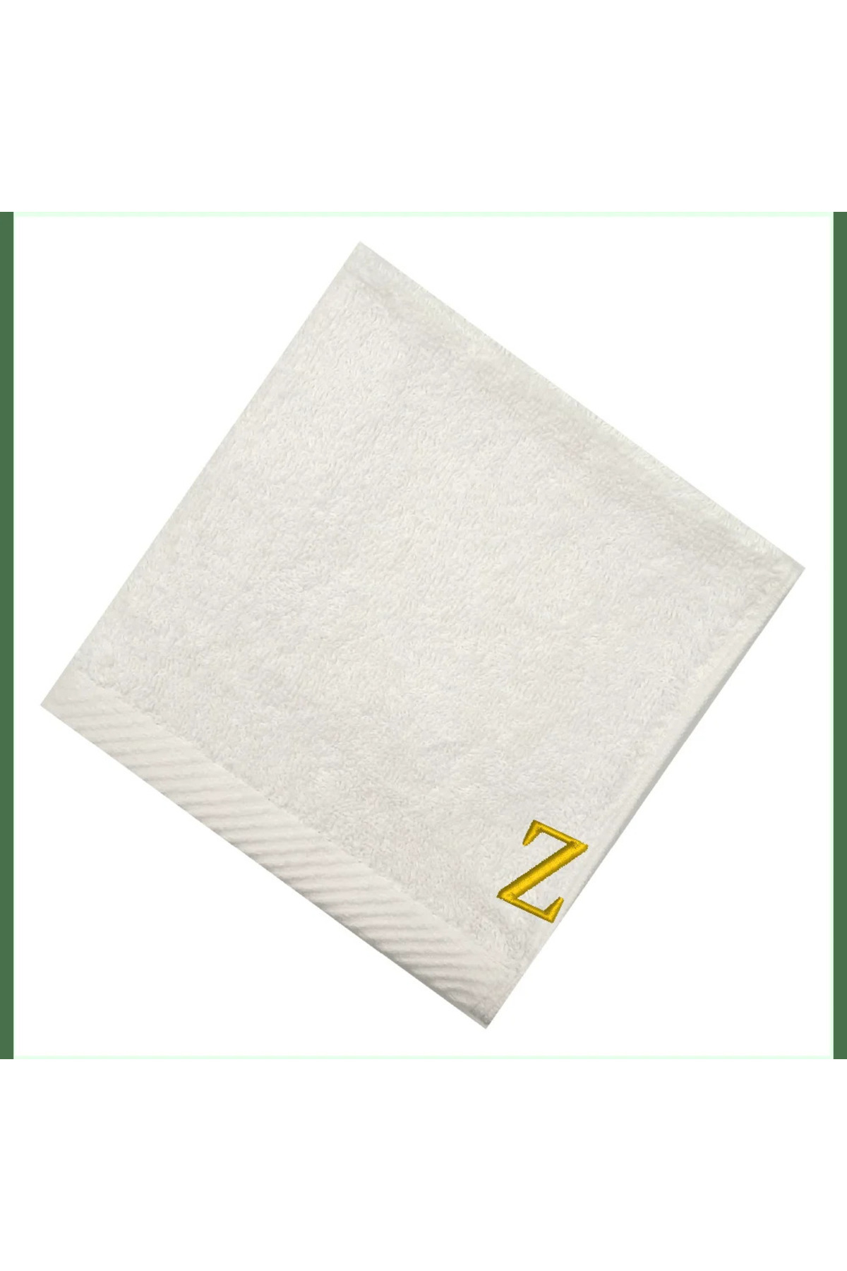 Monogrammed Letter "Z" FaceTowel Gold Thread Cotton Personalised Letter - 2