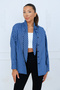 Women's Blue Plaid Patterned Shirt with Scarf Detail - 5