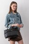 Aira Belt Detailed Soft Leather-Look Large Internal Volume Women's Black Shoulder and Shoulder Bag - 3