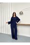 Women's Ribbon Tie Front Buttoned Top and Bottom Set, Muslin Fabric, Sleeves and Cuffs Are Isonyol 2473