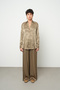 Women's Jacquard Star Khaki 100% Viscose Silky Shirt - 4