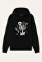 Skeleton Skull B Printed Black Hooded Sweatshirt Hoodie
