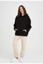 Unisex Simple Basic Sweatshirt Black Hoodie Oversized Oversized Wide Cut Hooded - 2