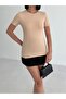 Women's Beige Crew Neck Short Sleeve Body Shaping / Sculpting Fit Stretch Fabric Basic - 6