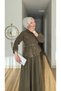 Women's Comfortable Suit with Pocket Flaps and Kermerli Skirt - 3