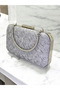 Custom design silver color crinkle stone satin chain handle women's evening bag wedding engagement graduation - 8