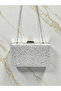 Special Design Ecru Color Wrinkled Stone Satin Chain Handle Women's Evening Dress Bag - 5