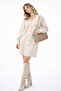 Women's Beige Brioche Knit Oversized Buttoned Long Cardigan - 2