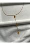 Amber Stone Y Steel Necklace / Handmade / Does Not Tarnish - 3