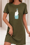 Plus Size Women's Short Sleeve Crew Neck T-Shirt Dress Nightgown