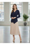 Women's V-Neck Pleated Side Buttoned Asymmetrical Cut Elegant Office Style Blouse - 2