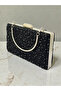Special Design Black Color Wrinkled Stone Satin Chain Handle Women's Evening Dress Bag - 8