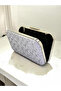 Custom design silver color crinkle stone satin chain handle women's evening bag wedding engagement graduation - 4