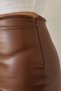 Women's Faux Leather Fleece-Lined Midi Length Slit Pencil Skirt - 4