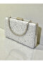 Custom design silver color crinkle stone satin chain handle women's evening bag wedding engagement graduation - 7