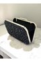 Special Design Black Color Wrinkled Stone Satin Chain Handle Women's Evening Dress Bag Wedding Engagement Graduation - 4