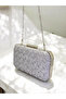 Custom design silver color crinkle stone satin chain handle women's evening bag wedding engagement graduation - 6