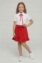 Girl's red bow lace embroidered shirt with red pocketed ruffle skirt set - april 23rd