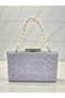 Custom design silver color crinkle stone satin chain handle women's evening bag wedding engagement graduation - 3