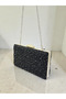 Special Design Black Color Wrinkled Stone Satin Chain Handle Women's Evening Dress Bag Wedding Engagement Graduation - 8