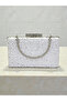 Special Design Ecru Color Wrinkled Stone Satin Chain Handle Women's Evening Dress Bag Wedding Engagement Graduation - 7