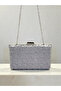 Custom design silver color crinkle stone satin chain handle women's evening bag wedding engagement graduation - 5