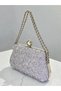 Special Design Gray Color Wrinkled Stone Satin Chain Handle Women's Evening Dress Bag Wedding Engagement Graduation - 6