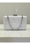 Special Design Ecru Color Wrinkled Stone Satin Chain Handle Women's Evening Dress Bag Wedding Engagement Graduation - 7