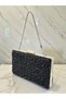Special Design Black Color Wrinkled Stone Satin Chain Handle Women's Evening Dress Bag Wedding Engagement Graduation - 2