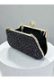 Special Design Black Color Wrinkled Stone Satin Chain Handle Women's Evening Dress Bag Wedding Engagement Graduation - 6