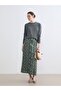 Lcw Grace Green Patterned A-Line Skirt with Elastic Waist