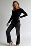 Black Asymmetrical Cut Slim Fit Full Lycra Women's Body Blouse - 6