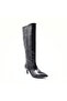 Genuine Leather Black Patent Leather Heeled Women's Boots - 4